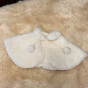 Luli & Me Cream Cape with Pom Poms